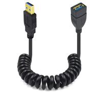HTGuoji Cavo di prolunga USB 3.0 a molla a spirale, tipo A maschio a femmina, connessione per Playstation, Xbox, unità flash USB, disco rigido, lettore di schede, scanner, stampante, tastiera, 1,5 m