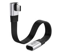 HTGuoji Cavo di prolunga USB C ad angolo retto, PD 240 W, 80 Gbps, piatto, sottile, FPC, USB-C maschio a femmina, 8K@60Hz, 90 gradi, adattatore tipo C per Thunderbolt 5/4/3, MacBook, Steam Deck, SSD