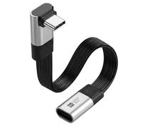 HTGuoji Cavo di prolunga USB C ad angolo retto, PD 240 W, 80 Gbps, piatto, sottile, FPC, USB-C maschio a femmina, 8K@60Hz, 90 gradi, adattatore tipo C per Thunderbolt 5/4/3, MacBook, Steam Deck, SSD