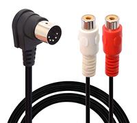 HTGuoji Cavo DIN 5 pin a RCA, ad angolo retto a 90 gradi, connettore maschio DIN a 5 pin a 2 RCA femmina, adattatore audio professionale per sistemi Bang & Olufsen, Naim, Quad, stereo (50 cm)