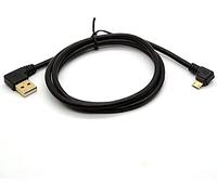 HTGuoji Placcato oro angolo retto USB 2.0 A al micro B cavo dati cavo di sincronizzazione e ricarica (nero, 1M / 3F)