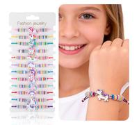 HTGWCG 12 pz unicorno bracciali di amicizia, regolabili, intrecciati, con perline colorate, per ragazze borse da festa compleanno dei bambini scuola di natale cono riempimento