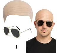 HTGWCG 3 cappellini calvi in lattice per adulti, occhiali da sole neri, toppa nera dell'anima, accessorio per costumi, adatti per costumi di Halloween, spettacoli teatrali, attività di club e cosplay