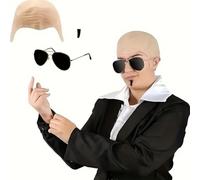 HTGWCG 3 cappellini calvi in lattice per adulti, occhiali da sole neri, toppa nera dell'anima, accessorio per costumi, adatti per costumi di Halloween, spettacoli teatrali, attività di club e cosplay