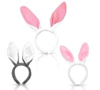 HTGWCG 3 Pezzi Bunny Cerchietto Orecchie Coniglio, Fascia Capelli Orecchie da Coniglio Peluche, per bambini Natale coniglietti pasquali cappelli costume accessorio per capelli fascia