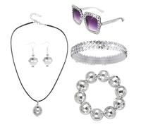 HTGWCG 5 Pezzi Accessori Discoteca, Discoteca Occhiali da Sole Collana Orecchini, 1970s Accessori Festa retrò, Accesso-ri Carnevale Disco Anni 70 per Cosplay Festa