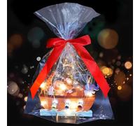 HTGWCG Arca Noè, Regalo per Battesimo per Ragazzi e Ragazze, Barca in Legno con Base, Barche a Vela in Legnos, Carta in Legno 3D, Battesimo Arca di Noè in Legnos,con Base,Nastro Rosso