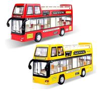 HTGWCG Bus giocattolo doppio piano, Pull-back autobus, Lega Diecast Pull Back Autobus giocattolo veicoli, modello di auto città autobus regali per bambini, Giallo o rosso (1Pcs)