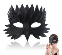 HTGWCG Elegante maschera per uccelli, per Carnevale, motivo piume, maschera a gufo in nero fogliame, perfetta per Veneziana feste in maschera, carnevale, feste in costume e spettacoli