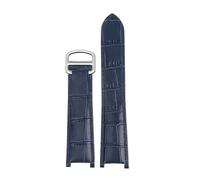 HTHRRFE Cinturino for orologio da polso in vera pelle da uomo e da donna, compatibile con Cartier PASHA, con fibbia pieghevole, 21x15mm, 20x12mm, 18x10mm(Blue silver,21.15mm)