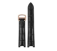 HTHRRFE Cinturino for orologio da polso in vera pelle da uomo e da donna, compatibile con Cartier PASHA, con fibbia pieghevole, 21x15mm, 20x12mm, 18x10mm(Black Rose gold,18.10mm)