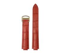 HTHRRFE Cinturino for orologio da uomo Dermis compatibile con Cartier Blue Balloon grande, medio e piccolo, cinturino for orologio da donna in pelle convessa 14,8/16,8/18,11/20,12(Red-Gold,18.11mm)