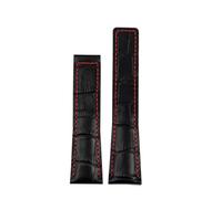 HTHRRFE Cinturino for orologio in pelle marrone blu nero da 19 mm, 20 mm, 22 mm, compatibile con cinturino for orologio TAG HEUER MONACO CARRERA Business, fibbia pieghevole(Black red-nobuckle,19mm)