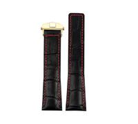 HTHRRFE Cinturino for orologio in pelle marrone blu nero da 19 mm, 20 mm, 22 mm, compatibile con cinturino for orologio TAG HEUER MONACO CARRERA Business, fibbia pieghevole(Black red-gold,19mm)