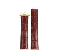 HTHRRFE Cinturino for orologio in pelle marrone blu nero da 19 mm, 20 mm, 22 mm, compatibile con cinturino for orologio TAG HEUER MONACO CARRERA Business, fibbia pieghevole(Brown-gold,22mm)
