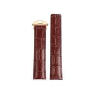 HTHRRFE Cinturino for orologio in pelle marrone blu nero da 19 mm, 20 mm, 22 mm, compatibile con cinturino for orologio TAG HEUER MONACO CARRERA Business, fibbia pieghevole(Brown-rosegold,22mm)