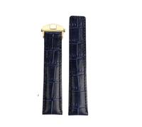 HTHRRFE Cinturino for orologio in pelle marrone blu nero da 19 mm, 20 mm, 22 mm, compatibile con cinturino for orologio TAG HEUER MONACO CARRERA Business, fibbia pieghevole(Blue-gold,20mm)