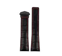 HTHRRFE Cinturino for orologio in pelle marrone blu nero da 19 mm, 20 mm, 22 mm, compatibile con cinturino for orologio TAG HEUER MONACO CARRERA Business, fibbia pieghevole(Black red-black,20mm)