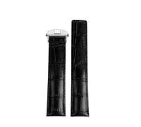 HTHRRFE Cinturino for orologio in pelle marrone blu nero da 19 mm, 20 mm, 22 mm, compatibile con cinturino for orologio TAG HEUER MONACO CARRERA Business, fibbia pieghevole(Black-silver,20mm)