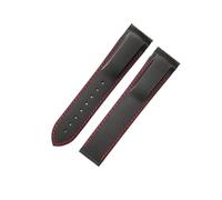 HTHRRFE Cinturino for orologio in silicone compatibile con orologio Omega AT150 SeaMaster 007 cinturino sportivo in gomma serie Universe Ocean da uomo compatibile con Seiko 20 22mm(Black Red-No,22mm)
