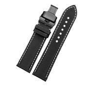 HTHRRFE Cinturino for orologio in tela di nylon + fondo in pelle da 20 mm, 21 mm e 22 mm, compatibile con Seiko No. 5 Water Ghost Citizen BM8475 Tudor Black Shield Bracelet(White line-black B,20mm)