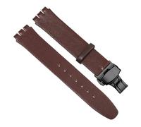 HTHRRFE Cinturino for orologio in vera pelle da 16 mm e 17 mm compatibile con Swatch SS07S101 SS07S104, da uomo e da donna, in morbida pelle bovina, con accessori di ricambio.(Brown black,16mm)