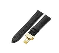 HTHRRFE Cinturino impermeabile in coccodrillo da uomo compatibile con Tissot Montblanc Tudor Breitling modello rotondo cinturino in vera pelle 21/20mm(Black-Golden-B1,20mm)