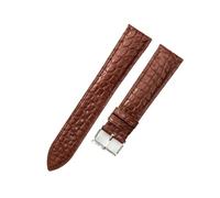 HTHRRFE Cinturino impermeabile in coccodrillo da uomo compatibile con Tissot Montblanc Tudor Breitling modello rotondo cinturino in vera pelle 21/20mm(Brown-Steel-K1,21mm)