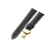 HTHRRFE Cinturino impermeabile in coccodrillo da uomo compatibile con Tissot Montblanc Tudor Breitling modello rotondo cinturino in vera pelle 21/20mm(BlackWhite-Golden-B1,21mm)