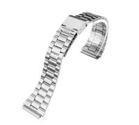 HTHRRFE Cinturino in acciaio pregiato da 18 mm compatibile con CASIO A158 / A159 / A168 / A169 / B650 / AQ230 / 700 Classic Small Square Silver Block Metal Strap(Silver 3)