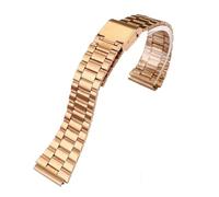 HTHRRFE Cinturino in acciaio pregiato da 18 mm compatibile con CASIO A158 / A159 / A168 / A169 / B650 / AQ230 / 700 Classic Small Square Silver Block Metal Strap(Rose gold 3)