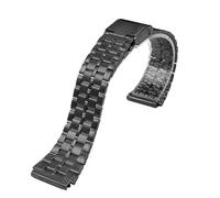 HTHRRFE Cinturino in acciaio pregiato da 18 mm compatibile con CASIO A158 / A159 / A168 / A169 / B650 / AQ230 / 700 Classic Small Square Silver Block Metal Strap(Black 5)
