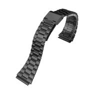 HTHRRFE Cinturino in acciaio pregiato da 18 mm compatibile con CASIO A158 / A159 / A168 / A169 / B650 / AQ230 / 700 Classic Small Square Silver Block Metal Strap(Black 3)