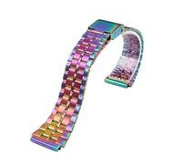 HTHRRFE Cinturino in acciaio pregiato da 18 mm compatibile con CASIO A158 / A159 / A168 / A169 / B650 / AQ230 / 700 Classic Small Square Silver Block Metal Strap(Colorful 5)