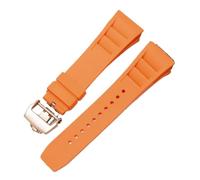 HTHRRFE Cinturino in gomma da 25 mm rosso nero verde grigio blu giallo arancione compatibile con il cinturino Richard Mille compatibile con il cinturino for orologio RM011 Mille(Orange-rosegold)