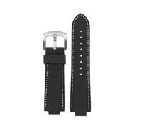 HTHRRFE Cinturino in gomma e silicone compatibile con Casio Edifice EFB-680 ECB10YD, cinturino da uomo Ocean Heart EFB680 convesso da 12 mm e 14 mm(Black white-silver,12mm)