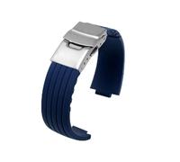 HTHRRFE Cinturino in gomma e silicone compatibile con Casio Edifice EFB-680 ECB10YD, cinturino da uomo Ocean Heart EFB680 convesso da 12 mm e 14 mm(Striped blue-silver,14mm)