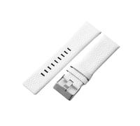 HTHRRFE Compatibile con Diesel Sweet-Proof Business Marrone Nero Bianco Pelle Modello Litchi Cinturino da uomo Dz4323/1657/4318 24 26mm Accessori(White-Steel-K3,26mm)