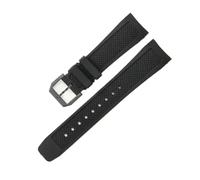 HTHRRFE Compatibile con il cinturino IWC Portoghese, morbido e traspirante, resistente al sudore, con interfaccia curva speciale, 22 mm, nero blu(Black-Black-K10)