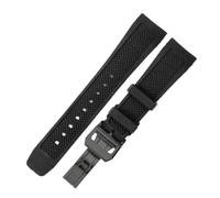 HTHRRFE Compatibile con il cinturino IWC Portoghese, morbido e traspirante, resistente al sudore, con interfaccia curva speciale, 22 mm, nero blu(Black-Black-Z7)