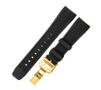 HTHRRFE Compatibile con il cinturino IWC Portoghese, morbido e traspirante, resistente al sudore, con interfaccia curva speciale, 22 mm, nero blu(Black-Golden-Z7)