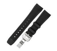 HTHRRFE Compatibile con il cinturino IWC Portoghese, morbido e traspirante, resistente al sudore, con interfaccia curva speciale, 22 mm, nero blu(Black-Steel-Z7)