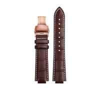 HTHRRFE For orologio LV con bocca rialzata compatibile con Louis Vuitton Tambour Q1121 Q114k cinturino dedicato in pelle di vacchetta uomo donna con strumenti(B Brown white RG,21x12mm)