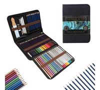 HTI Fairfax & Co - Set di 72 matite da disegno con custodia portatile, set di matite da disegno e schizzi, con astuccio per ombreggiatura e colorazione, kit di strumenti artistici