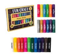 HTI Fun Craft - Bastoncini di vernice tempera, 24 bastoncini per bambini, 6 colori luminosi, 6 colori metallizzati e 12 bastoncini di colore, lavabili,