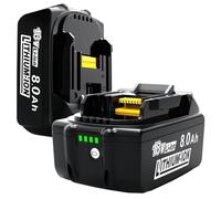 HTongD Batteria di ricambio per Makita 18 V, batteria agli ioni di litio da 8,0 Ah, compatibile con BL1850 BL1850B BL1860 BL1860B BL1850BL1830 194205-3 LXT-400 (2 pezzi)