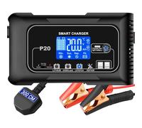 HTRC Carica Batteria per Auto 12V/20A & 24V/10A, Caricabatterie Auto e Mantenitore di Carica Auto, Caricatore Batteria Auto, Carica Batteria Auto per Litio, LiFePo4 e Piombo Acido(AGM, GEL, MF, EFB)