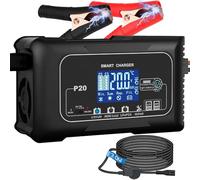 HTRC Carica Batteria per Auto 20A, caricabatterie auto 12V/20A & 24V/10A, Caricatore Batteria Auto, Carica Batteria Auto per Barche SUV Litio, LiFePo4 e Piombo Acido(AGM, GEL, MF, EFB, SLA, WET)