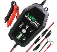 HTRC Carica Batteria per Auto 3A, caricabatterie auto 6V/12V, Mantenitore Batteria Moto, Carica Batteria Auto per Barche SUV Litio, LiFePo4 e Piombo Acido(AGM, GEL, MF, EFB, SLA, VRLA, WET ecc)