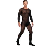 HTRUIYATY Body intero da uomo, opaco, con tasca aperta | Nylon Sheer Collant Body Catsuit High Stretch Matte maniche lunghe calza a corpo intero
